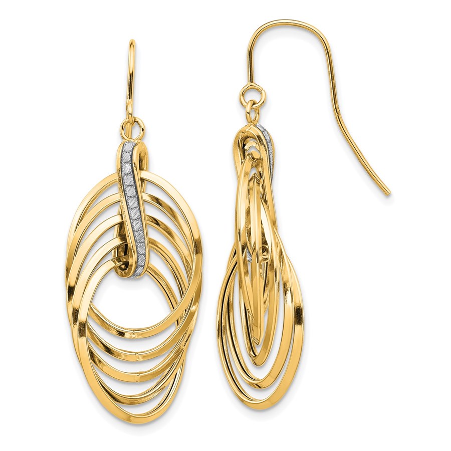 14K Glimmer Infused Ovals Dangle Earrings - 45 mm