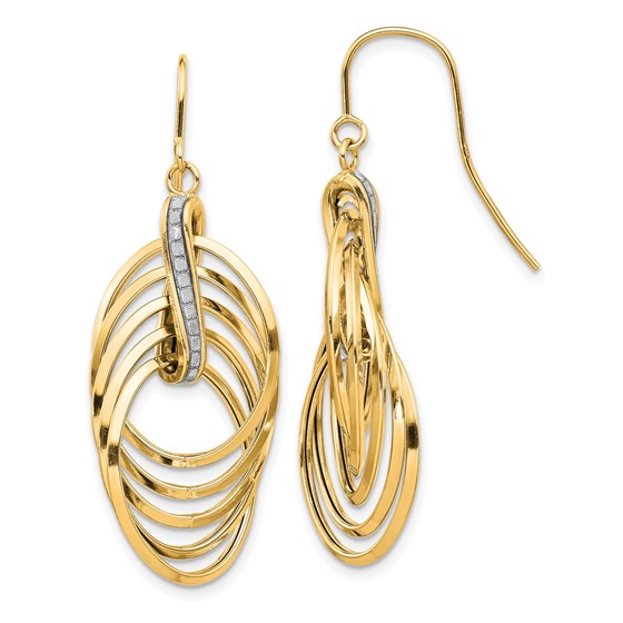 14K Glimmer Infused Ovals Dangle Earrings - 45 mm 14K Glimmer Infused Ovals Dangle Earrings - 45 mm