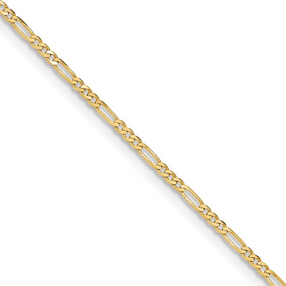 14k Gold 1.80 mm Flat Figaro Chain Bracelet - 9 in.