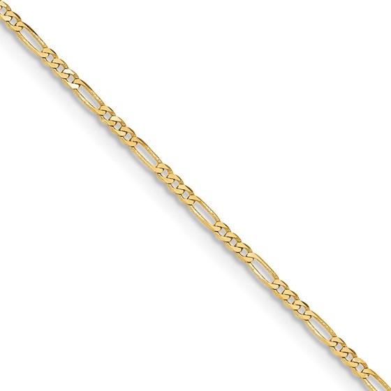 14k Gold 1.80 mm Flat Figaro Chain Bracelet - 9 in. 14k Gold 1.80 mm Flat Figaro Chain Bracelet - 9 in.