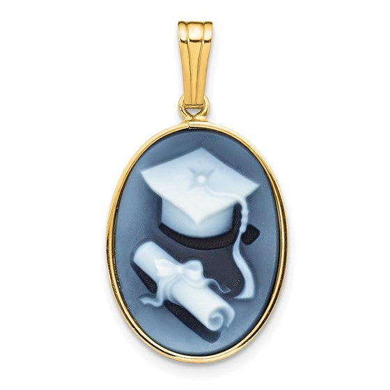 14k Gold 13x18 mm Graduation Cap & Diploma Agate Cameo Pendant 14k Gold 13x18 mm Graduation Cap & Diploma Agate Cameo Pendant