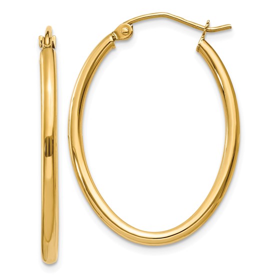 14k Gold 17 mm Oval Polished Hoop Earring