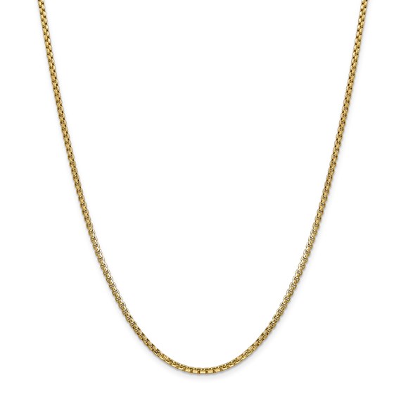 14k Gold 2.45 mm Hollow Round Box Chain Necklace - 24 in.