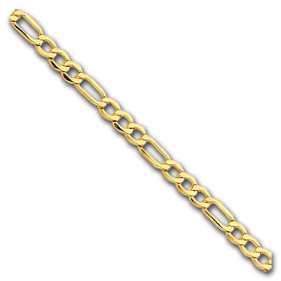 14k Gold 2.5 mm Figaro Chain Bracelet - 7 in.