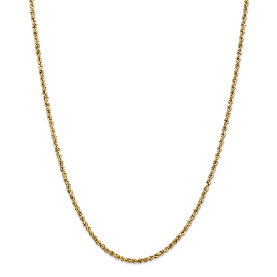 14k Gold 2.5 mm Handmade Regular Rope Chain Necklace - 24 in.