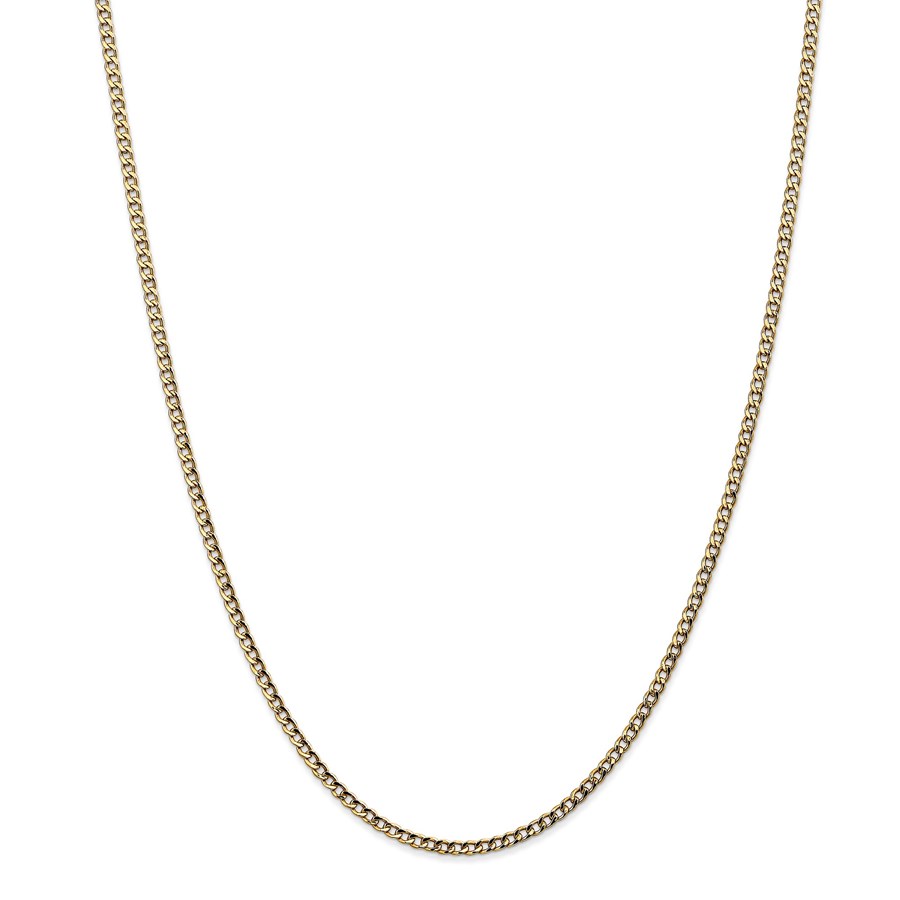 14k Gold 2.5 mm Semi-Solid Curb Link Chain Necklace - 16 in.