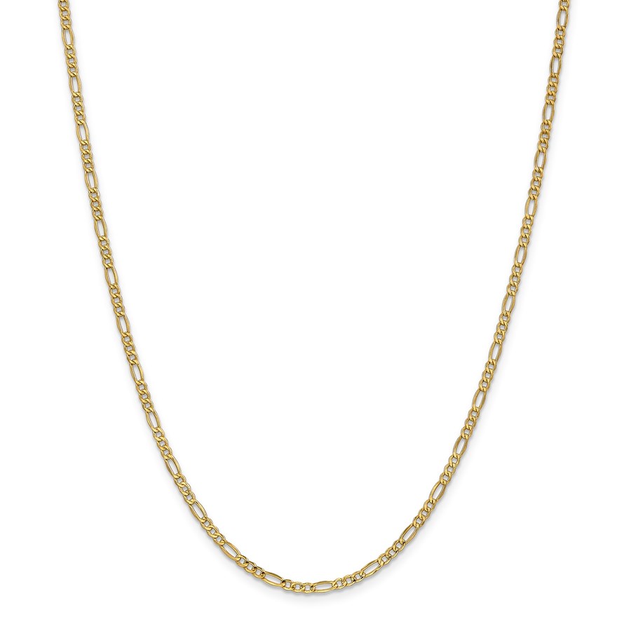 14k Gold 2.5 mm Semi-Solid Figaro Chain Necklace - 24 in.