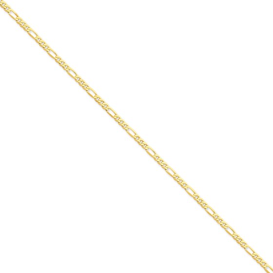 14k Gold 3.00 mm Flat Figaro Chain Bracelet - 7 in.