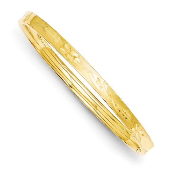 14k Gold 3/16 Diamond-cut Concave Hinged Bangle Bracelet 14k Gold 3/16 Diamond-cut Concave Hinged Bangle Bracelet
