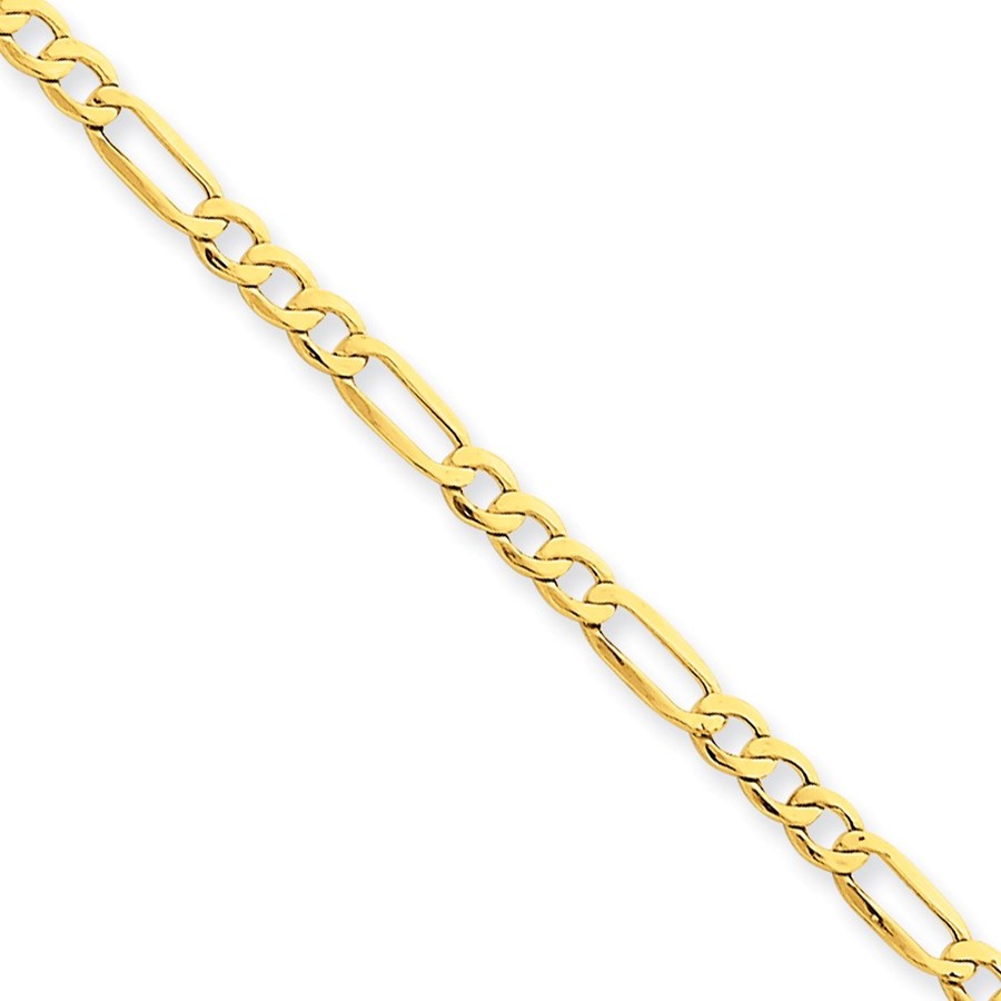 14k Gold 3.5 mm Semi-Solid Figaro Chain Bracelet - 7 in.
