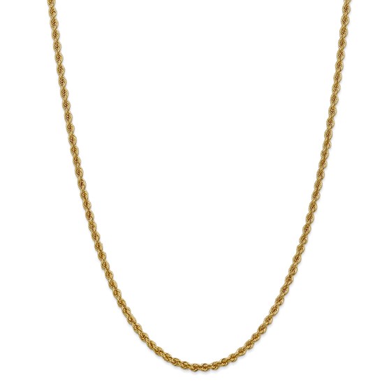 14k Gold 3 mm Handmade Regular Rope Chain Necklace - 24 in.