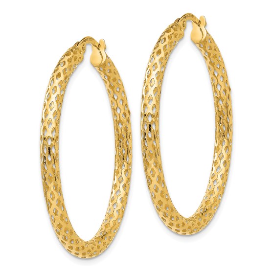 Buy 14k Gold 3 mm Mesh Round Hoop Earrings | APMEX