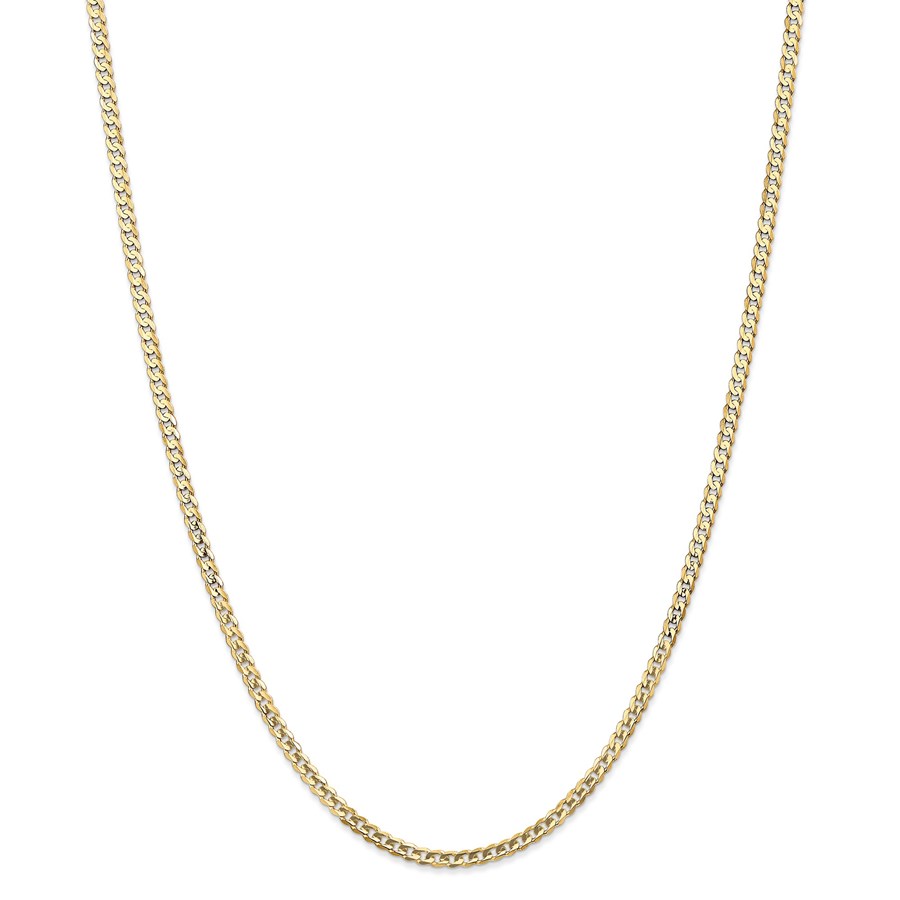 14k Gold 3 mm Open Concave Curb Chain Necklace - 24 in.