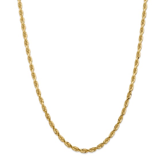 14k Gold 4.5 mm Diamond-cut Quadruple Rope Chain Necklace - 24 in