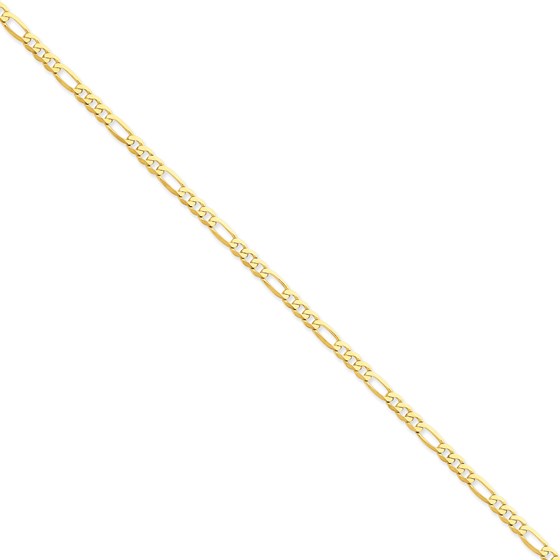 14k Gold 4 mm Flat Figaro Chain Bracelet - 7 in. 14k Gold 4 mm Flat Figaro Chain Bracelet - 7 in.