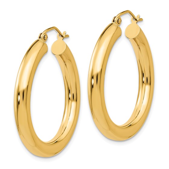 Buy 14k Gold 4 mm x 30 mm Polished Tube Hoop Earrings | APMEX