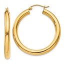 14k Gold 4 mm x 35 mm Polished Tube Hoop Earrings