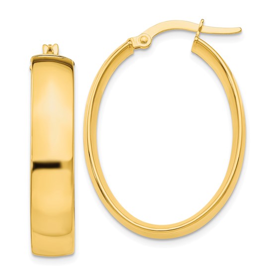 14k Gold 5.75 mm Polished Oval Hoop Earrings 14k Gold 5.75 mm Polished Oval Hoop Earrings