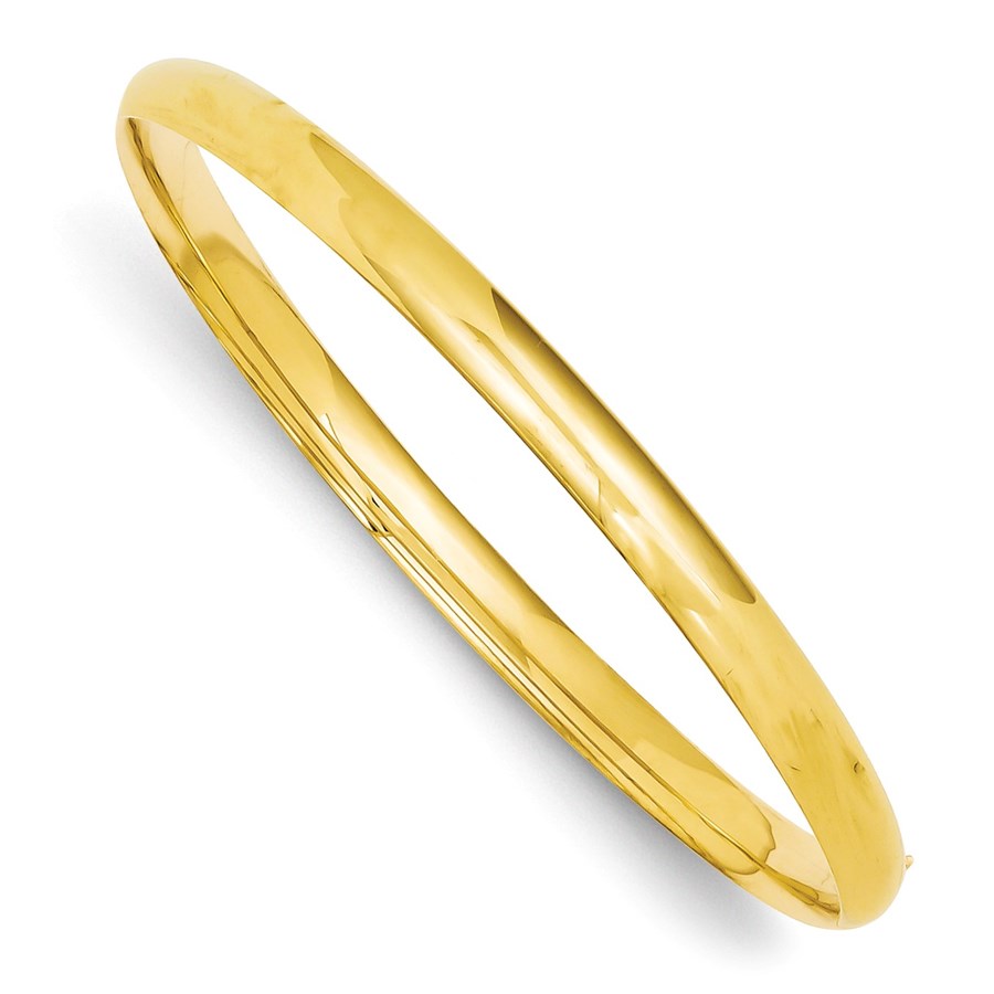 Buy 14k Gold 5 mm High Polished Hinged Bangle Bracelet | APMEX