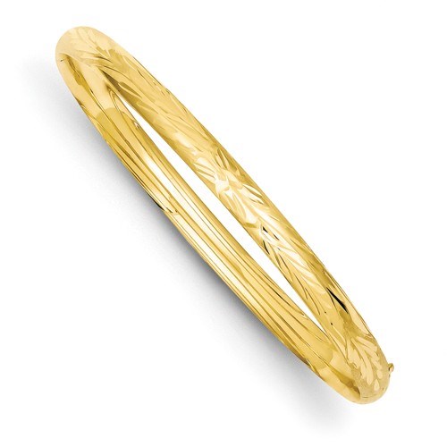 14k Gold 6 mm Laser Cut Hinged Bangle Bracelet 14k Gold 6 mm Laser Cut Hinged Bangle Bracelet