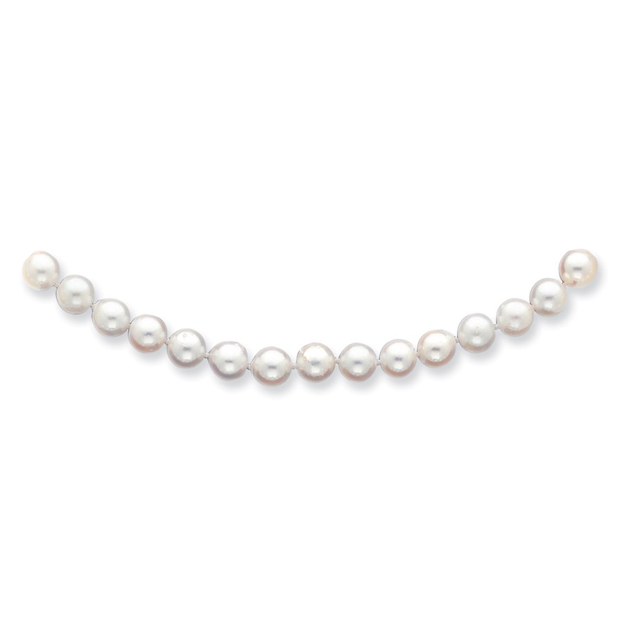 14k Gold 7-8 mm Round Saltwater Akoya Cultured Pearl Necklace