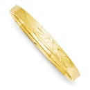 14k Gold 7 mm Diamond Cut Concave Hinged Bangle Bracelet