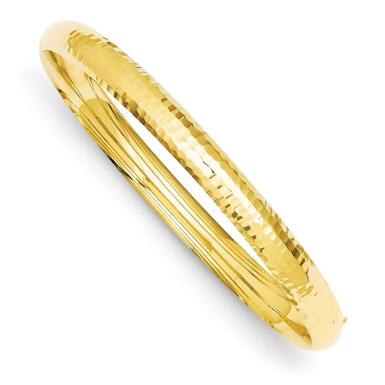 14k Gold 7 mm Hammered Fancy Hinged Bangle Bracelet 14k Gold 7 mm Hammered Fancy Hinged Bangle Bracelet