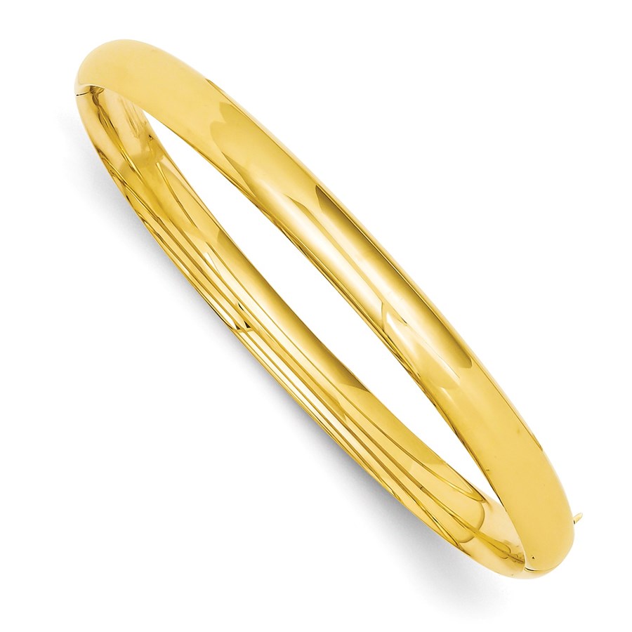 14k Gold 7 mm High Polished Hinged Bangle Bracelet