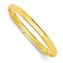 14k Gold 7 mm High Polished Hinged Bangle Bracelet