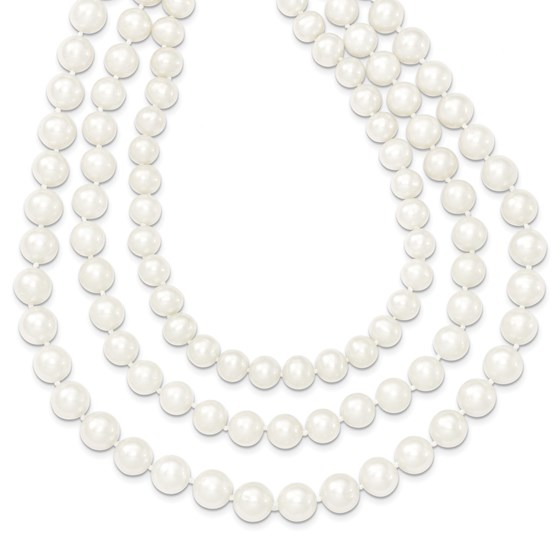 14k Gold 8-9 mm Freshwater Cultured 3-Strand Pearl Necklace