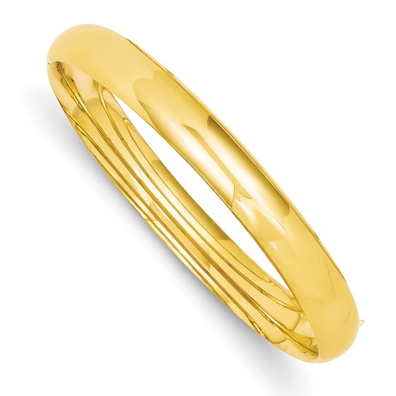 14k Gold 8 mm High Polished Hinged Bangle Bracelet