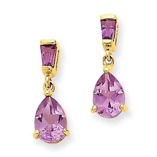 Buy 14k Gold Amethyst Dangle Post Earrings APMEX