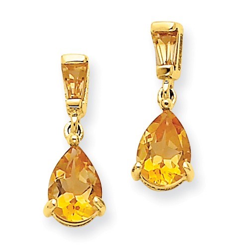 14k Gold Citrine Dangle Post Earrings 14k Gold Citrine Dangle Post Earrings