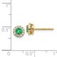 14k Gold Diamond and Emerald Halo Post Earrings - 6 mm