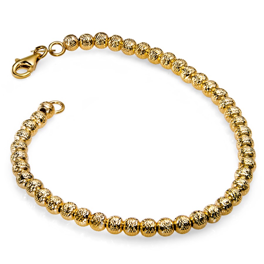 14k Gold Diamond-Cut Beaded Bracelet