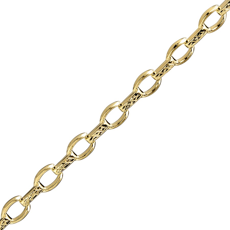 14k Gold Diamond-Cut Fancy Link Bracelet