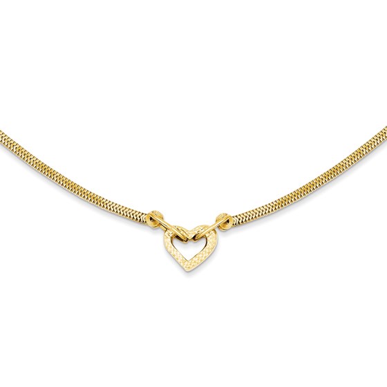 14k Gold Fancy Franco Diamond Cut Puff Heart Necklace 14k Gold Fancy Franco Diamond Cut Puff Heart Necklace
