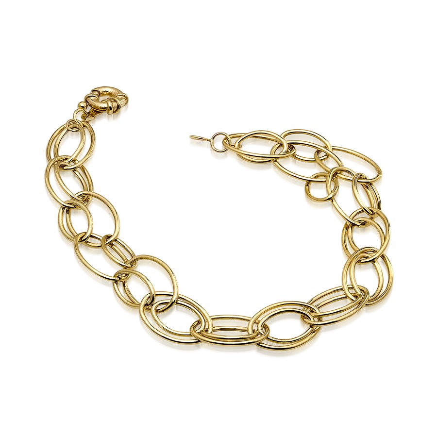Buy 14k Gold Fancy Oval Link Bracelet APMEX