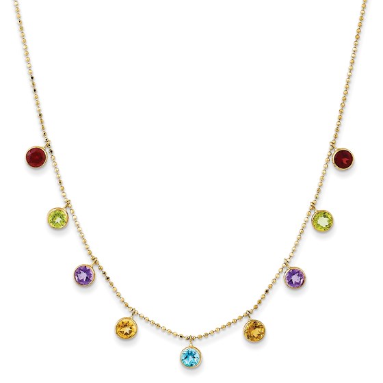 Buy 14k Gold Multi-Color Gemstone Necklace | APMEX