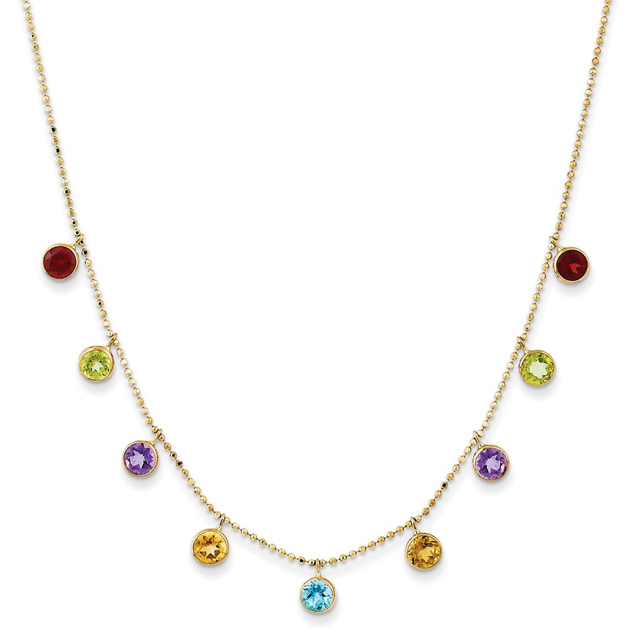 14k Gold Multi-Color Gemstone Necklace