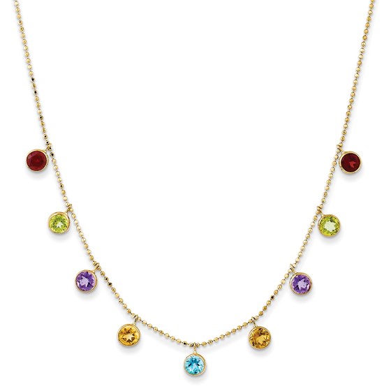 14k Gold Multi-Color Gemstone Necklace 14k Gold Multi-Color Gemstone Necklace
