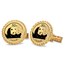 14k Gold Plain Polished Rope Coin Cuff Links - 18 mm