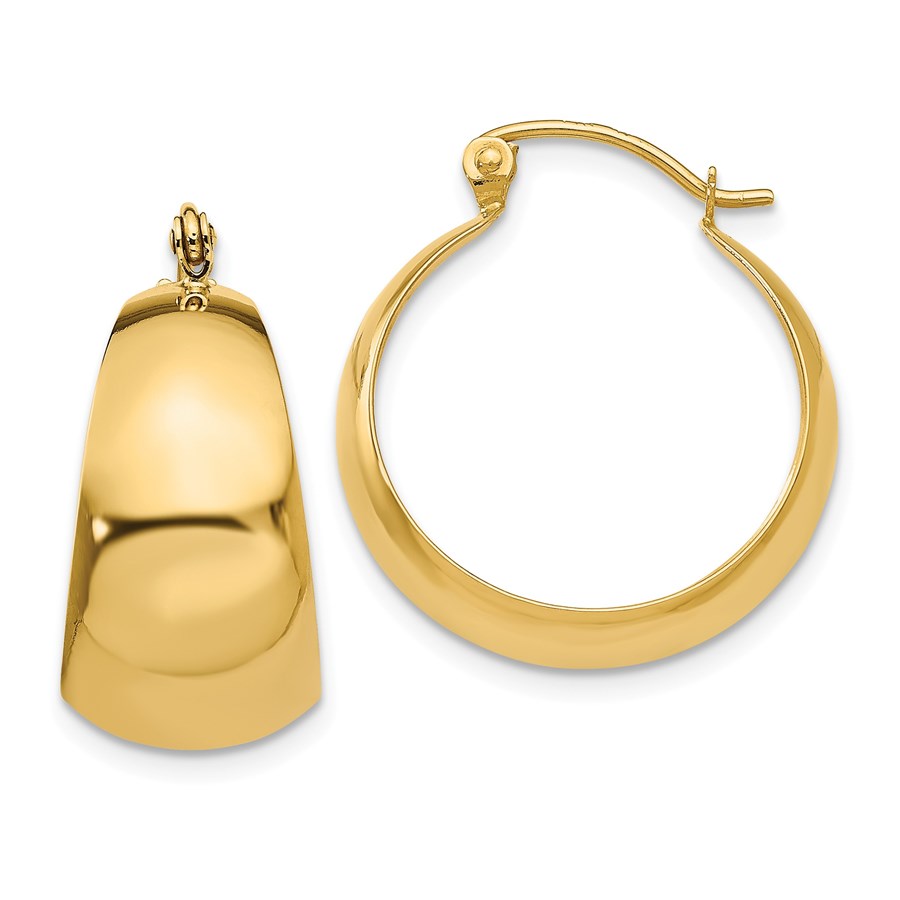 14k Gold Polished 10.5 mm Tapered Hoop Earrings