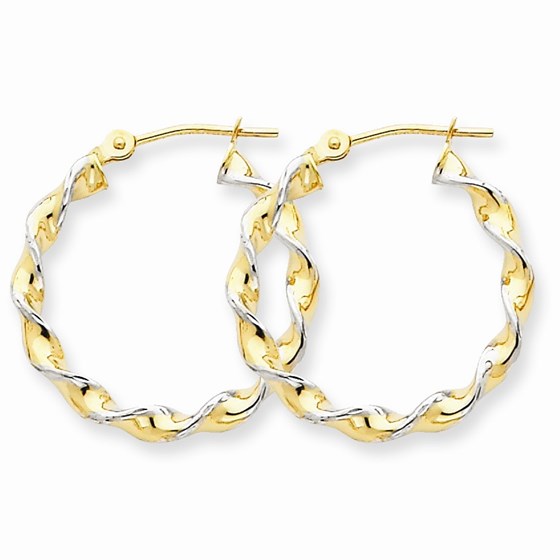 14k Gold Polished 2.75 mm Fancy Twisted Hoop Earrings