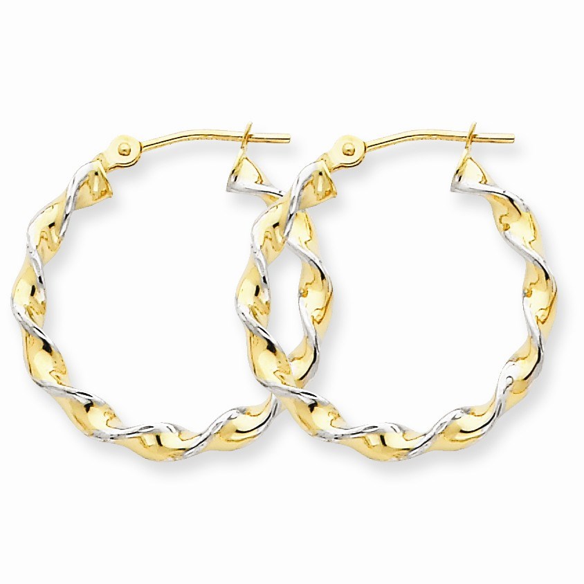 14k Gold Polished 2.75 mm Fancy Twisted Hoop Earrings