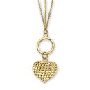 14k Gold Polished 3-Strand Diamond-Cut Heart Toggle Necklace