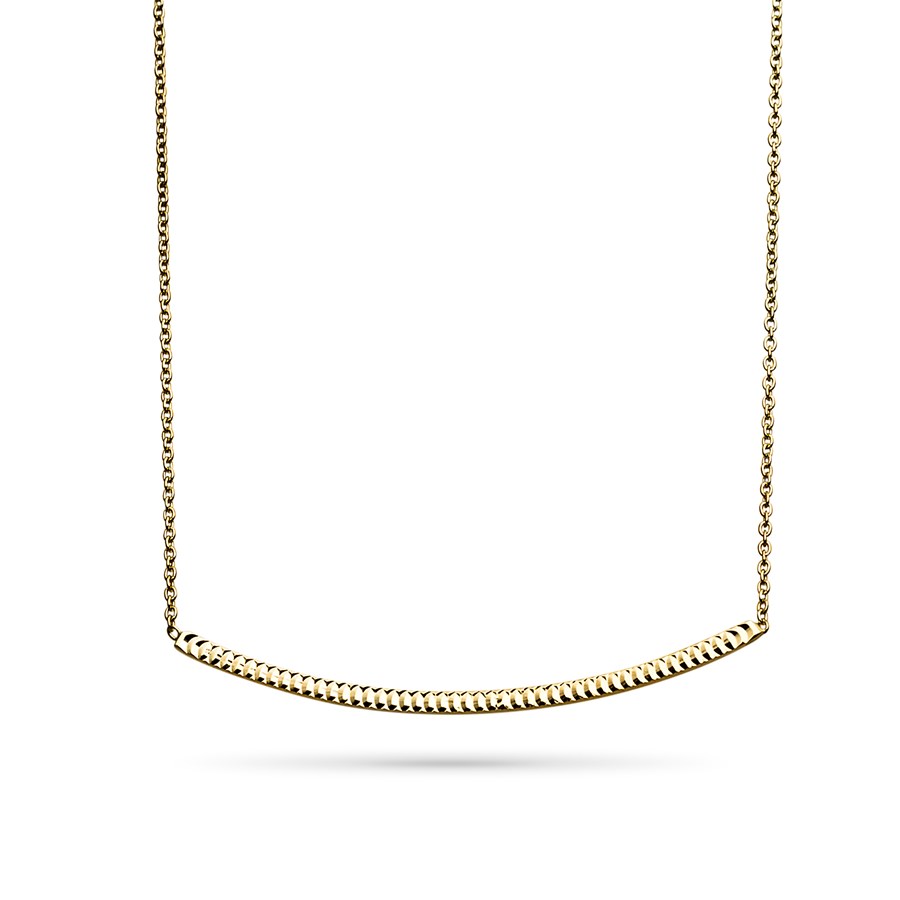 Buy 14k Gold Polished Diamond-Cut Bar Necklace | APMEX