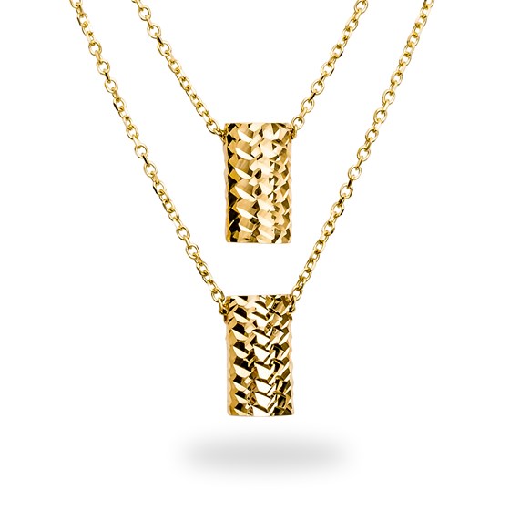 14k Gold Polished Diamond-Cut Rectangle Necklace 14k Gold Polished Diamond-Cut Rectangle Necklace