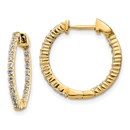 14k Gold Polished Diamond In/Out Hinged Hoop Earrings - 18 mm