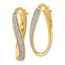 14k Gold Polished Gli mmer Infused Oval Twist Hoop Earrings